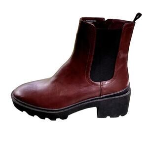 NEW Time and Tru Merlot Plum Wine Lug Sole Chelsea Ankle Boot Size 10